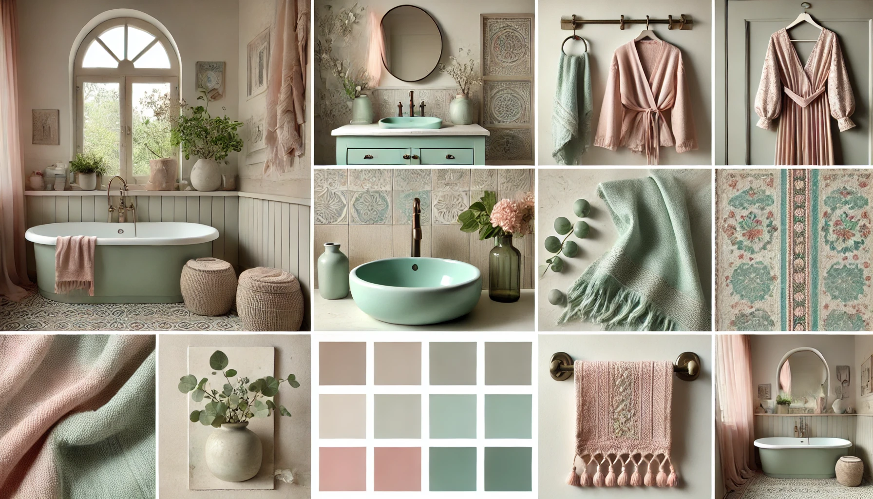 Boho Badezimmer in Pastell Farben