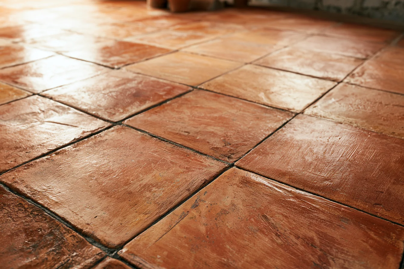 Nahaufnahme Terrakotta-Oberfläche mit natürlicher Patina - mit KI visualisiert