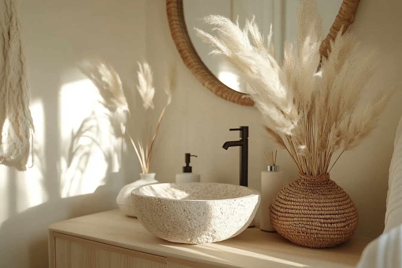 Japandi Boho Badezimmer