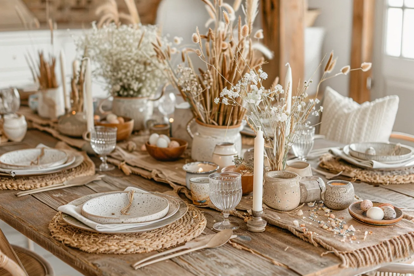 Boho Osterdekoration Tischarragement