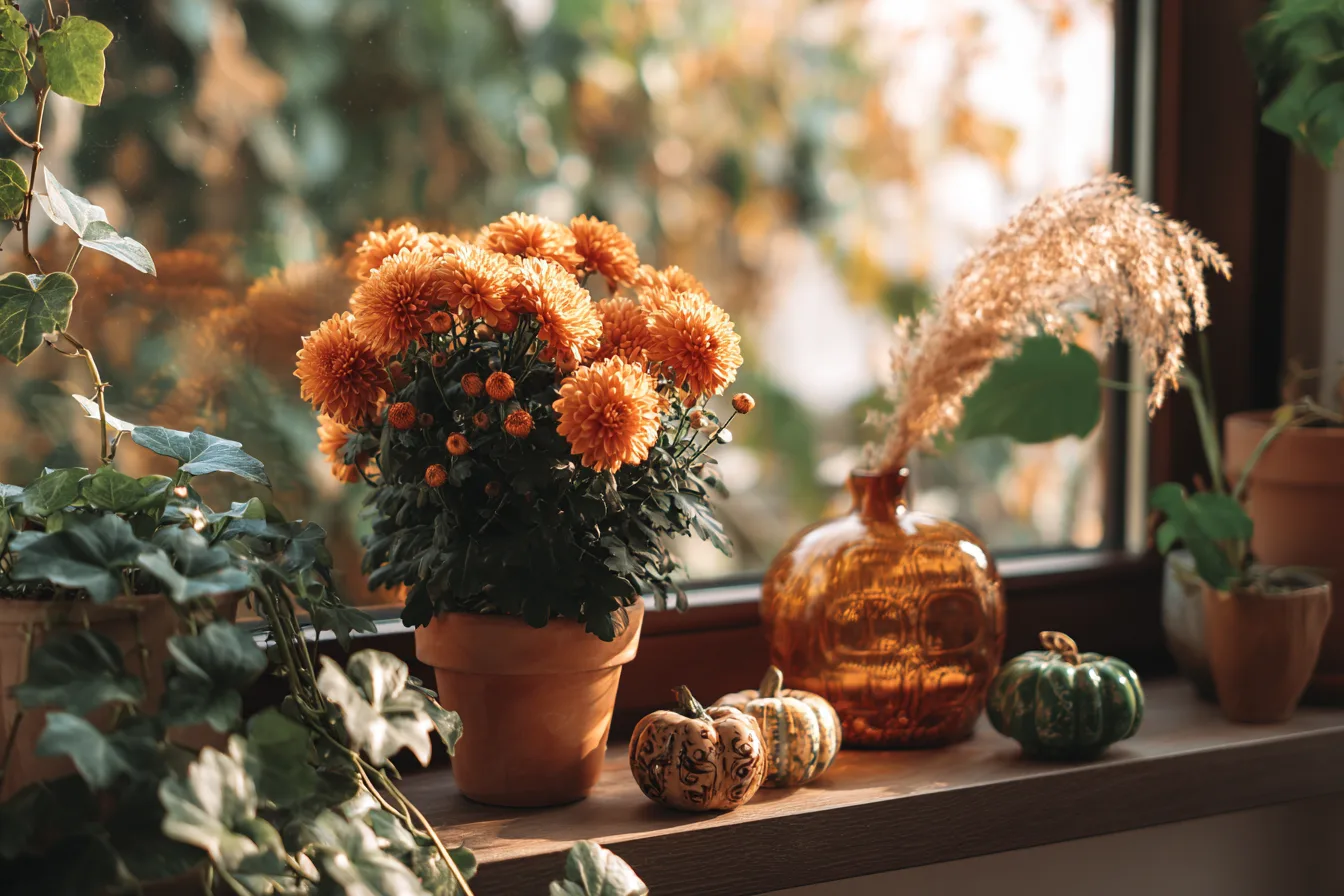 Herbstdeko mit Pflanzen